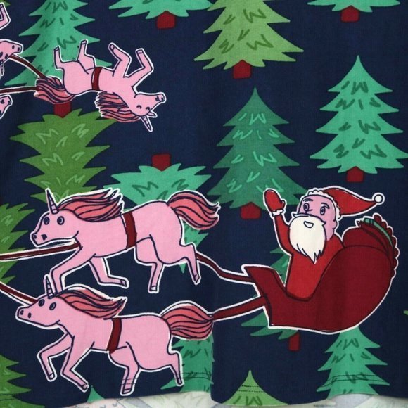 LuLaRoe Classic T Shirt Top Christmas Pink Unicorns Santa Sleigh Blue‎ XL - Picture 7 of 11